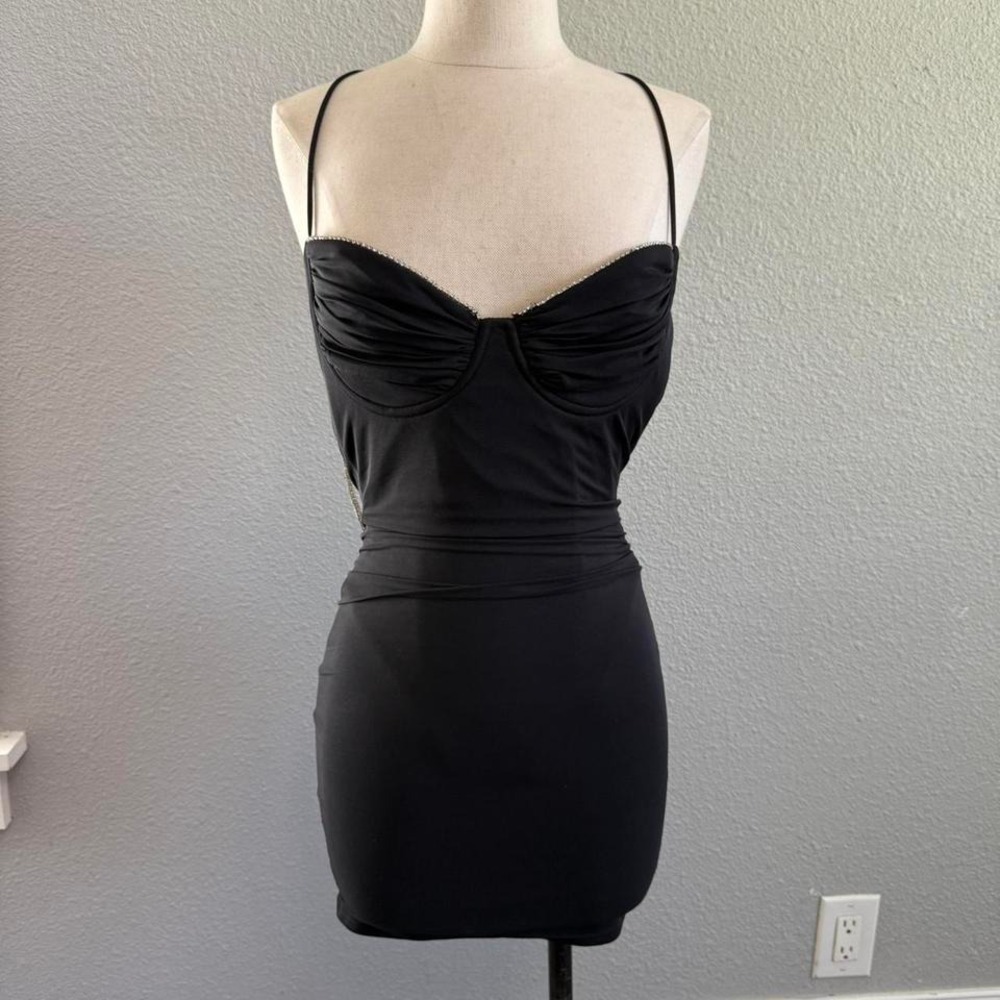 Lucy in the sky Black Bodycon‎ Mini Dress Size Small